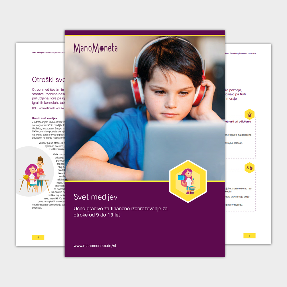 Deckblatt Unterrichtsmaterial, Junge mit Kopfhörern am Computer