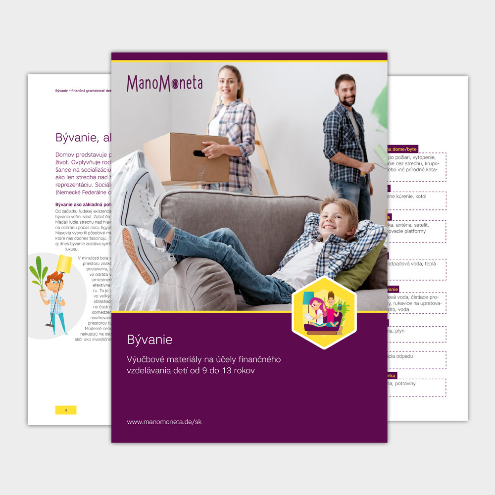 Title page teaching material, boy on couch and parents in the background